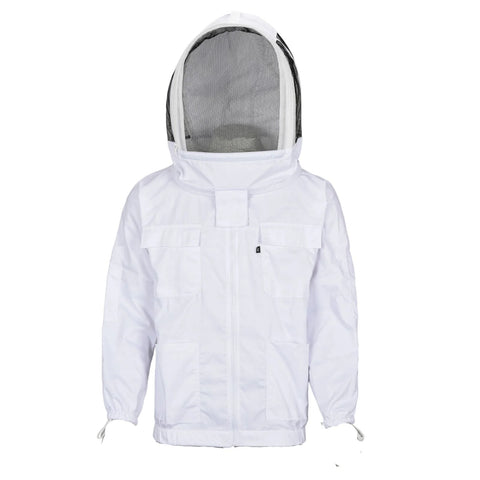 White Beekeeping Jacket with Oval Mesh Veil
