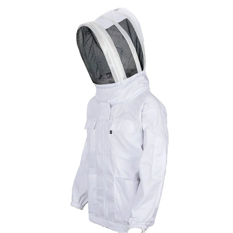 White Beekeeping Jacket with Oval Mesh Veil
